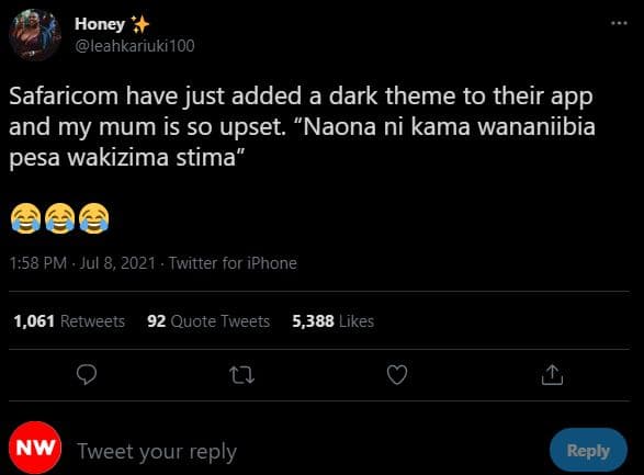 Honey leahkariuki100 safaricom have just added a dark theme to their app and my