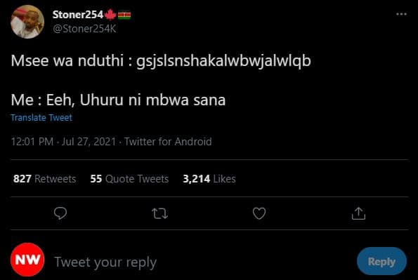 Stoner254 stoner254k msee wa nduthi gsjslsnshakalwbwjalwlqb me eeh, uhuru ni mbw