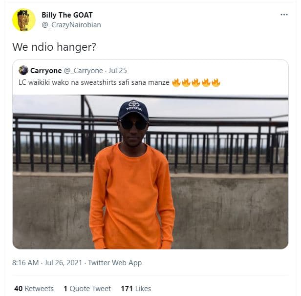 Billy the goat _crazynairobian we ndio hanger? carryone _carryone jul 25 lc waik