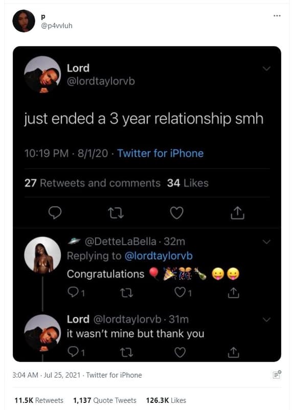 P4vvluh lord lordtaylorvb just ended a 3 year relationship smh 1019 pm 8120 . tw