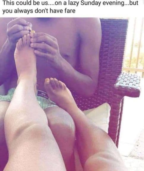 This could be us. on a lazy sunday evening. but you always don't have fare