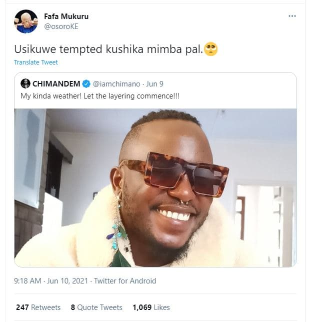 Fafa mukuru osoroke usikuwe tempted kushika mimba pal. translate tweet chimandem