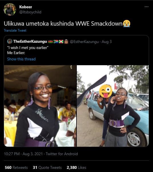 Kobeer itsboychild ulikuwa umetoka kushinda wwe smackdown translate tweet theest