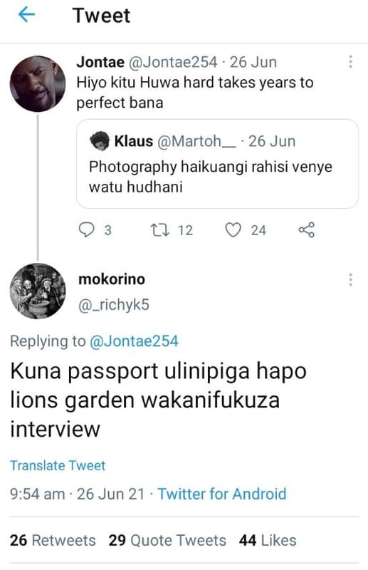 Tweet jontae jontae254 26 jun hiyo kitu huwa hard takes years to perfect bana kl