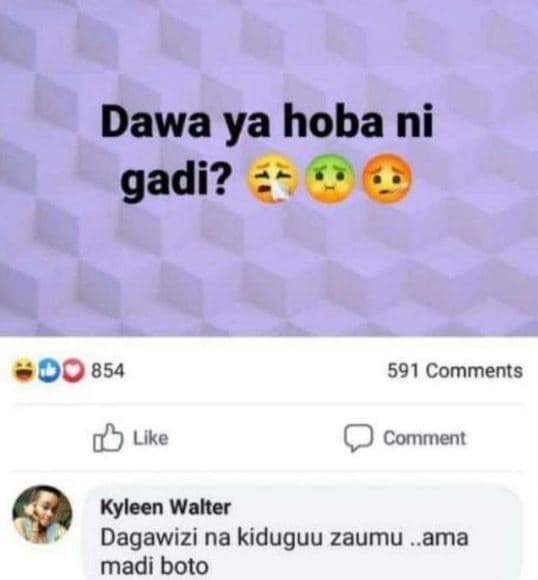 Dawa ya hoba ni gadi? 854 591 comments like comment kyleen walter dagawizi na ki