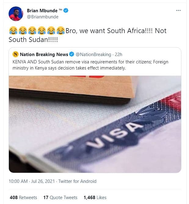 Brian mbunde brianmbunde bro, we want south africall! not south sudanw nation br