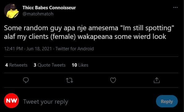 Thicc babes connoisseur matohmatoh some random guy apa nje amesema 'im still spo