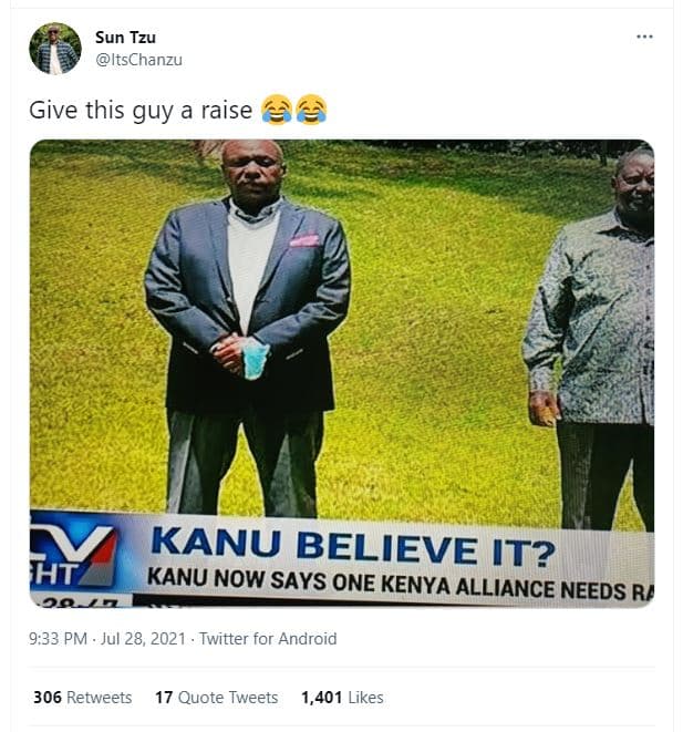 Sun tzu itschanzu give this guy a raise kanu believe it? ht kanu now says one ke