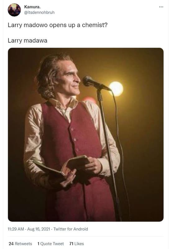 Kamura itsdennohbruh larry madowo opens up a chemist? larry madawa 11.29 am . au