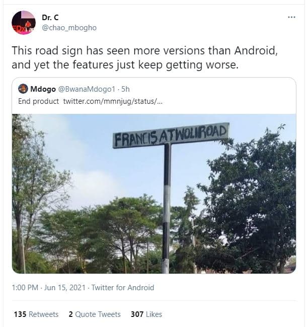 Dr. chao_mbogho this road sign has seen more versions than android, and yet the