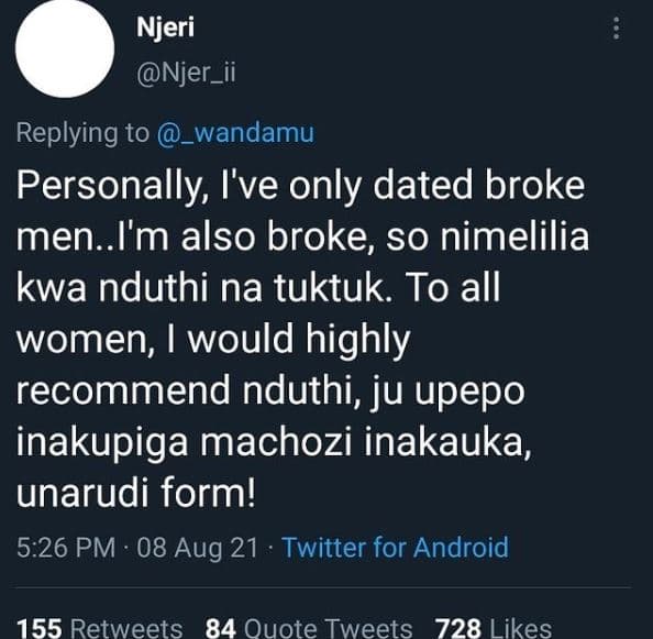 Njeri njer_ii replying to wandamu personally i've only dated broke men.i'm also
