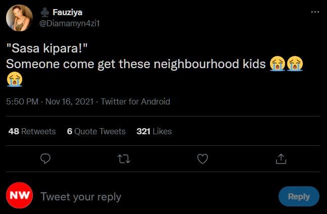 Fauziya diamamyn4zil sasa kipara! someone come get these neighbourhood kids 550