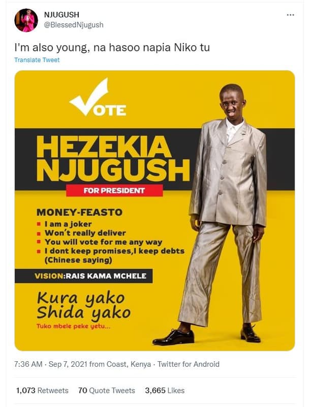 Njugush blessednjugush i'm also young na hasoo napia niko tu translate tweet ote