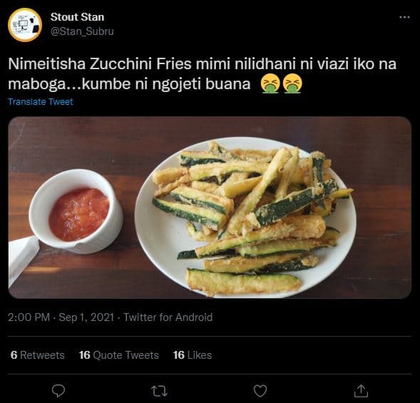 Stout stan stan_subru nimeitisha zucchini fries mimi nilidhani ni viazi iko na m