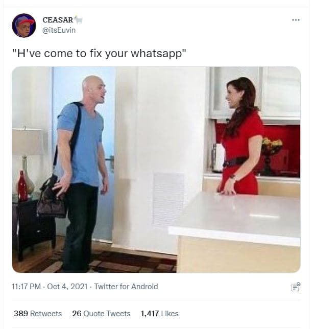 Ceasar itseuvin 'h've come to fix your whatsapp 11.17 pm oct 4, twitter for andr