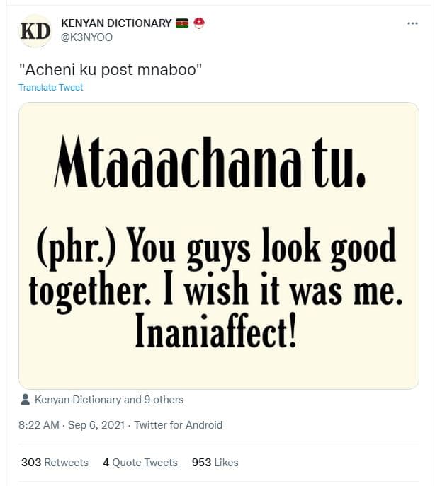Kenyan dictionary kd k3nyoo acheni ku post mnaboo translate tweet mtaaachana tus