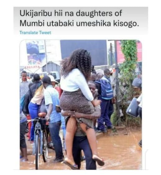 Ukijaribu hii na daughters of mumbi utabaki umeshika kisogo. translato tweet