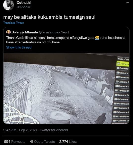Quthathi abddiiii may be alitaka kukuambia tumesign saul translate tweet solange