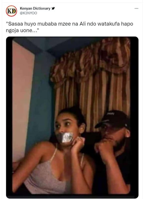 Kenyan dictionary kd k3nyoo 'sasaa huyo mubaba mzee na ali ndo watakufa hapo ngo