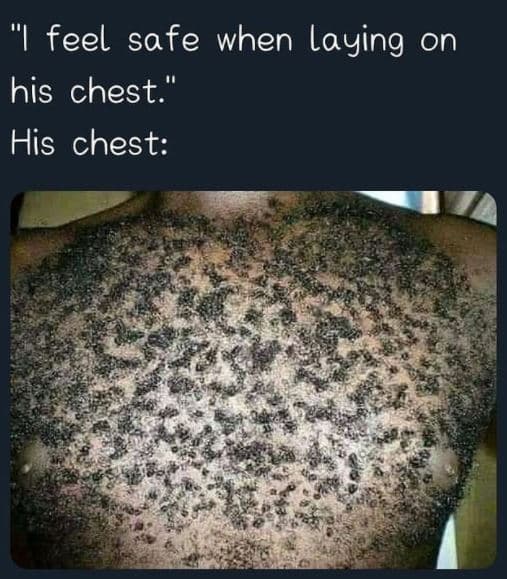 Feel safe when laying on his chest' his chest