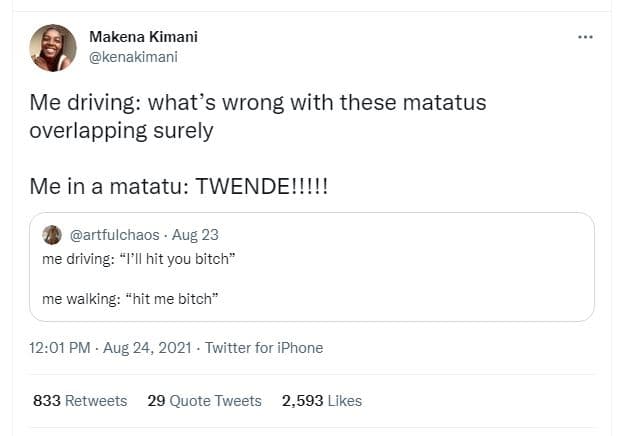 Makena kimani kenakimani me driving what's wrong with these matatus overlapping