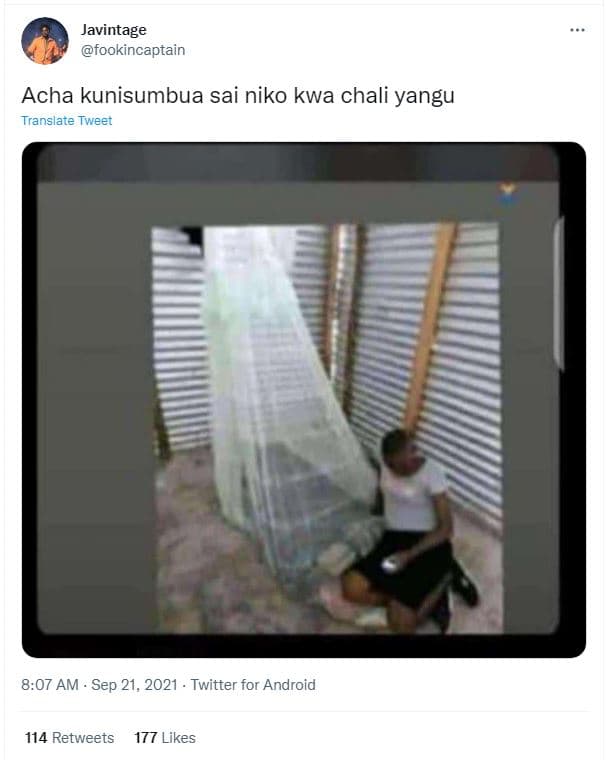 Javintage fookincaptain acha kunisumbua sai niko kwa chali yangu translate tweet