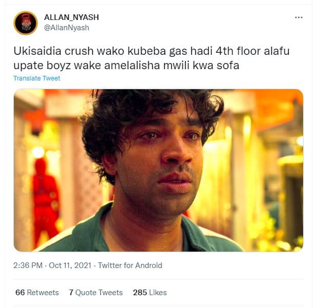 Allan_nyash allannyash ukisaidia crush wako kubeba gas hadi 4th floor alafu upat