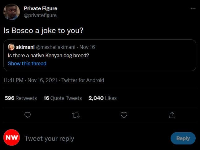 Private figure privatefigure_ is bosco a joke to you? skimani mssheilakimani nov