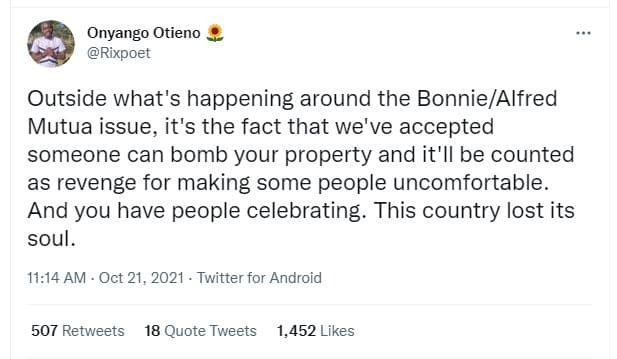 Onyango otieno rixpoet outside what's happening around the bonniealfred mutua is