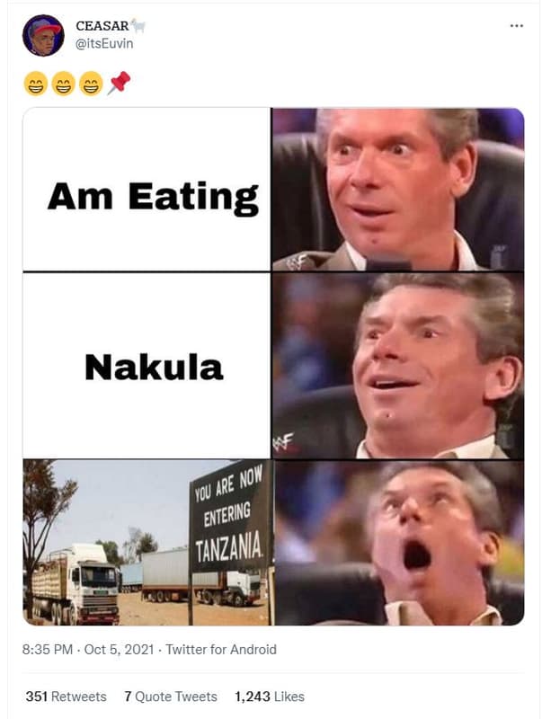 Ceasar itseuvin am eating nakula do are now entering tanzawa 8.35 pm oct 5, twit