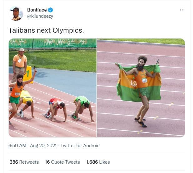 Boniface kilundeezy talibans next olympics 6.50 am . aug 20, twitter for android