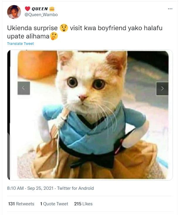 Queen queen_wambo ukienda surprise upate alihama translate tweet visit kwa boyfr