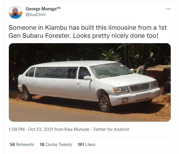 George muraget juuchini someone in kiambu has built this limousine from a ist ge