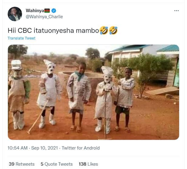 Wahinya wahinya_charlie hii cbc itatuonyesha mambo 3 9 translate tweet 10.54 am