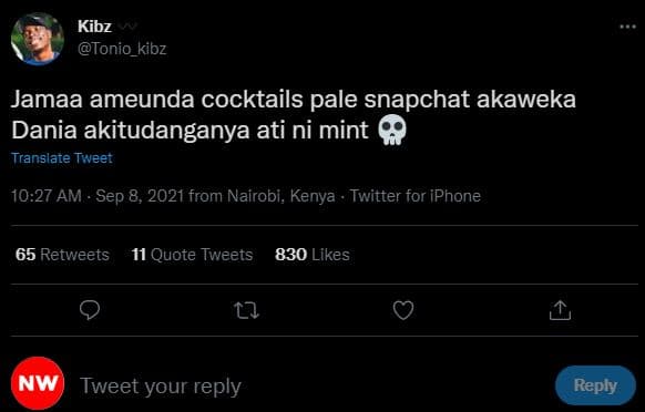 Kibz tonio_kibz jamaa ameunda cocktails pale snapchat akaweka dania akitudangany