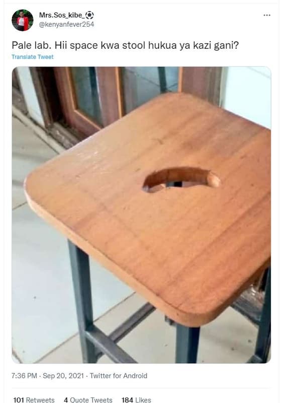 Mrs.sos_kibe kenyanfever254 pale lab. hii space kwa stool hukua ya kazi gani? tr