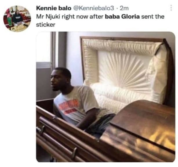 Kennie balo kenniebalo3 2m mr njuki right now after baba gloria sent the sticker