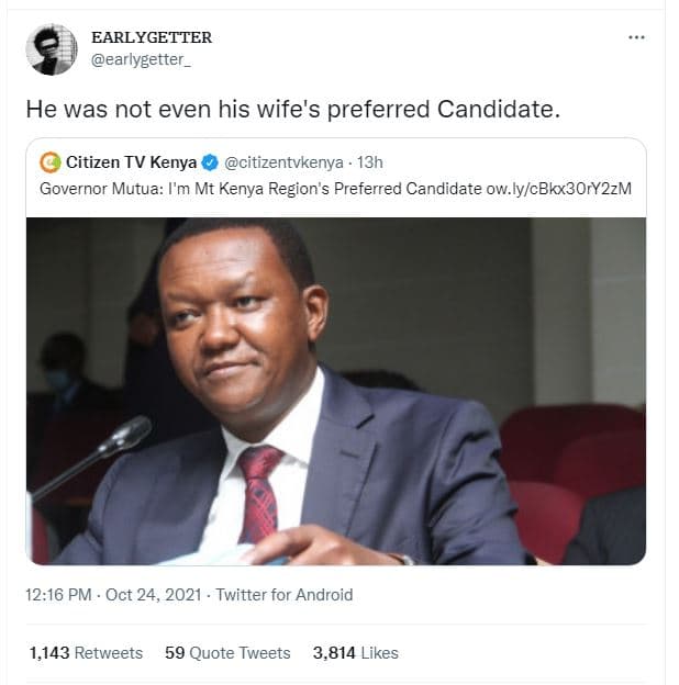 Earlygetter earlygetter _ he was not even his wife's preferred candidate citizen