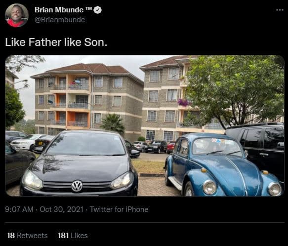 Brian mbunde tm brianmbunde like father like son 9.07 am . oct 30, twitter for i