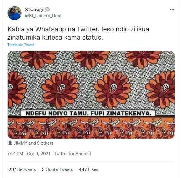 31savage st_laurent_dont kabla ya whatsapp na twitter, leso ndio zilikua zinatum