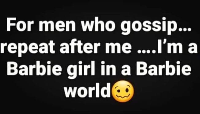 For men who gossip_ repeat after me _im a barbie girl in a barbie world