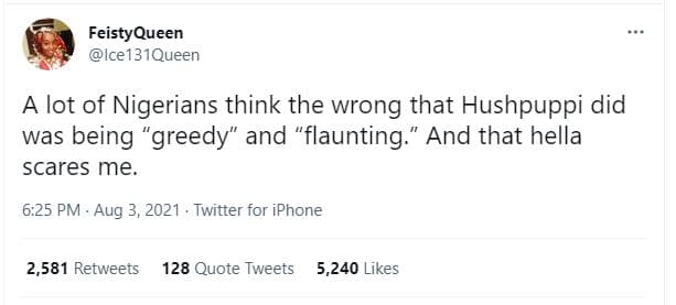 Feistyqueen ice131queen a lot of nigerians think the wrong that hushpuppi did wa