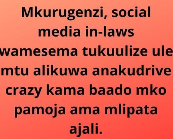 Mkurugenzi, social media inlaws wamesema tukuulize ule mtu alikuwa anakudrive cr