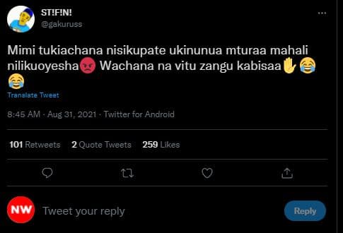 St!f!n! eakuruss mimi tukiachana nisikupate ukinunua mturaa mahali nilikuoyesha