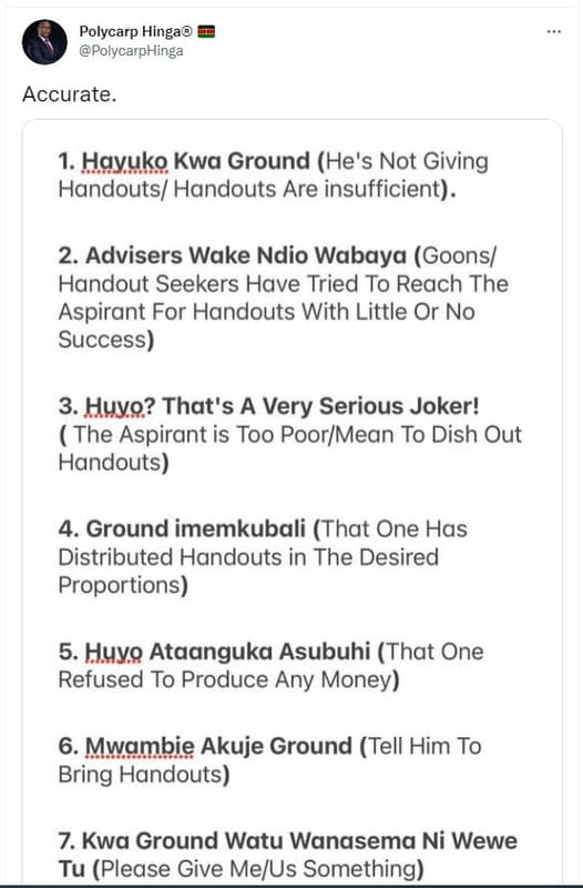 Polycarp hinga polycarphinga accurate 1. hayuko kwa ground he's not giving hando