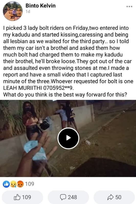 Binto kelvin id picked 3 lady bolt riders on friday two entered into my kadudu a