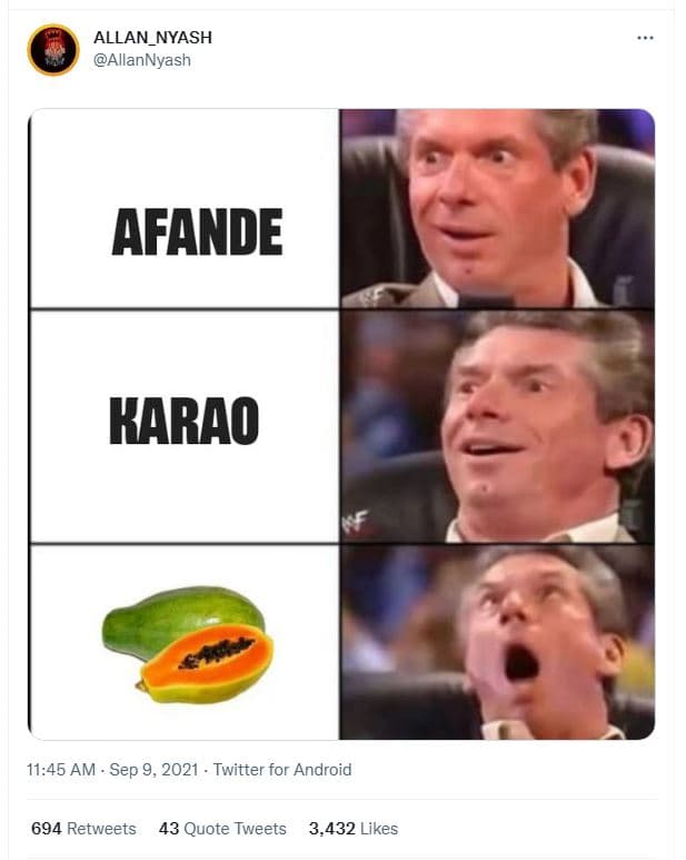 Allan_nyash allannyash afande karao 11.45 am sep 9, twitter for android 694 retw