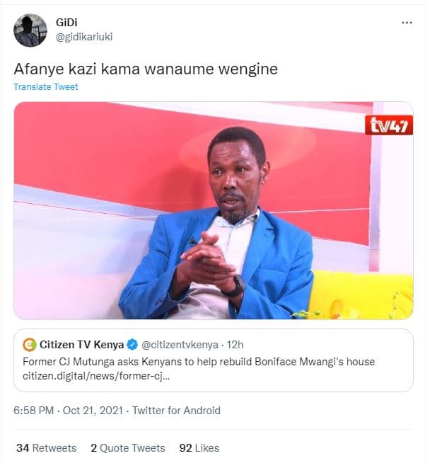 Gidi gidikariuki afanye kazi kama wanaume wengine translate tweer tvuz citizen t