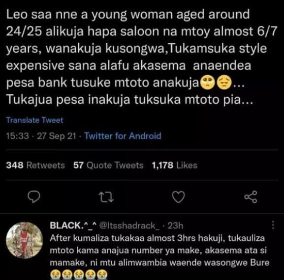 Leo saa nne a young woman aged around 2425 alikuja hapa saloon na mtoy almost 67