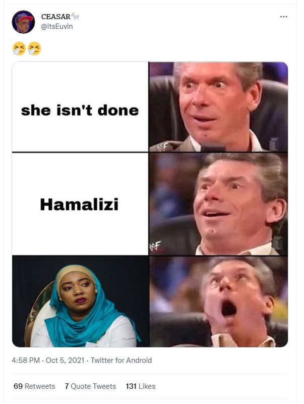 Ceasar itseuvin she isn't done hamalizi 4.58 pm oct 5, twitter for android 69 re